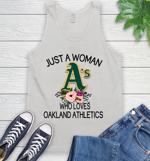 MLB Just A Woman Who Loves Oakland Athletics Baseball Sports Tank Top