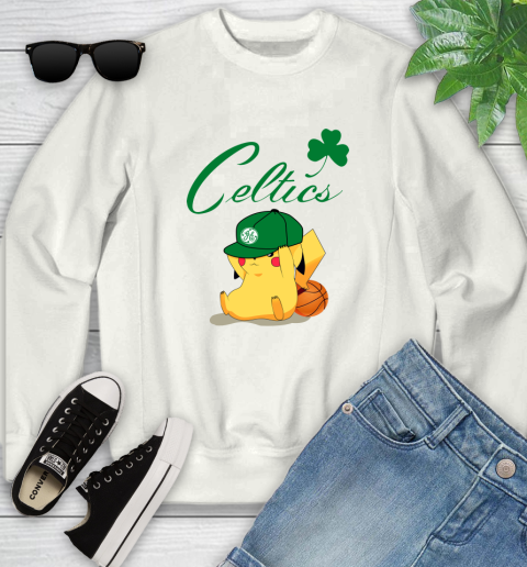 NBA Pikachu Basketball Sports Boston Celtics Youth Sweatshirt