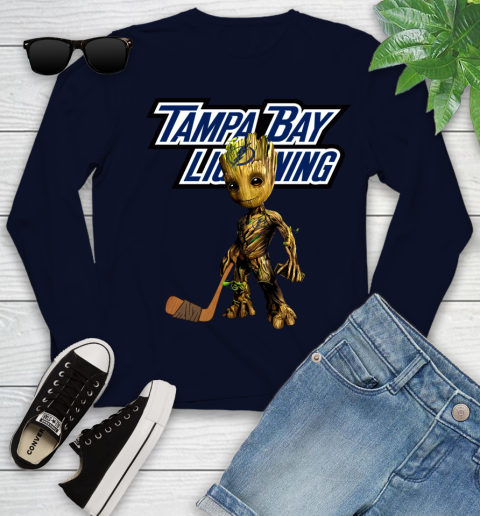 Tampa Bay Lightning NHL Hockey Groot Marvel Guardians Of The Galaxy Youth Long Sleeve 3
