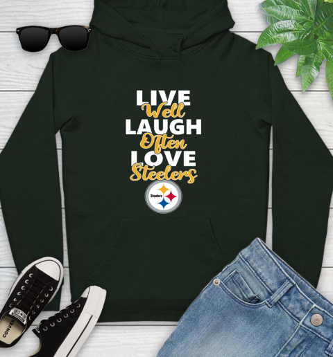 NFL Football Pittsburgh Steelers Live Well Laugh Often Love Shirt Youth Hoodie 12