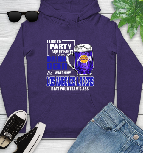 NBA Drink Beer and Watch My Los Angeles Lakers Beat Your Team's Ass Basketball Youth Hoodie 5