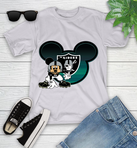 NFL Oakland Raiders Mickey Mouse Disney Football T Shirt Youth T-Shirt 4