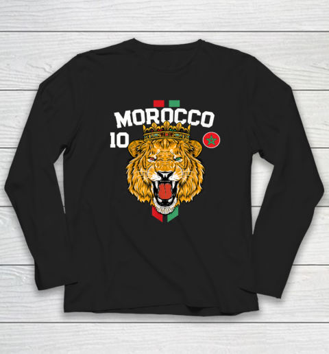 Morocco Lion Flag Sport Soccer Jersey Tee Football Proud Long Sleeve T-Shirt