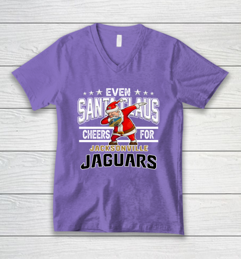 Jacksonville Jaguars Even Santa Claus Cheers For Christmas NFL V-Neck T-Shirt 8