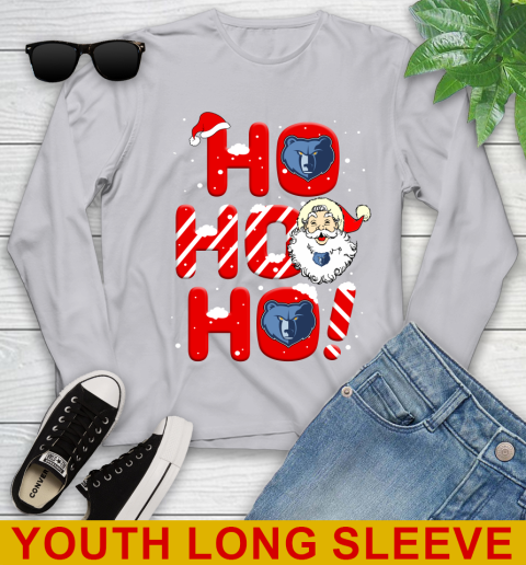 Memphis Grizzlies NBA Basketball Ho Ho Ho Santa Claus Merry Christmas Shirt Youth Long Sleeve 5