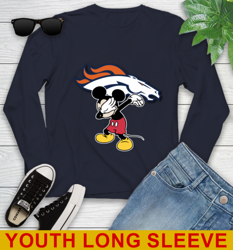 Denver Broncos NFL Football Dabbing Mickey Disney Sports Youth Long Sleeve 4 Denver Broncos NFL Football Dabbing Mickey Disney Sports Youth Long Sleeve - Image 4