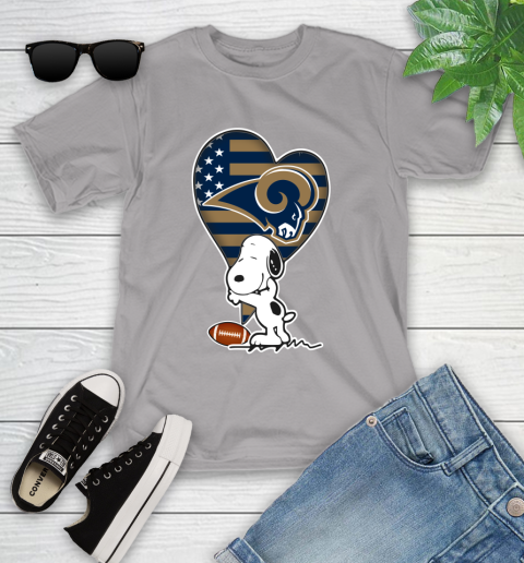 Los Angeles Rams NFL Football The Peanuts Movie Adorable Snoopy Youth T-Shirt 4