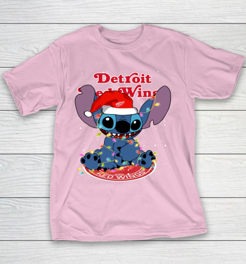 Detroit Red Wings NHL Hockey noel stitch Christmas Youth T-Shirt 5