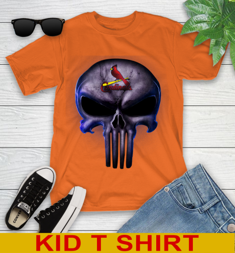 St.Louis Cardinals MLB Baseball Punisher Skull Sports Youth T-Shirt 8