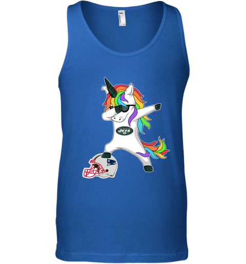 Football Dabbing Unicorn Steps On Helmet New York Jets Tank Top