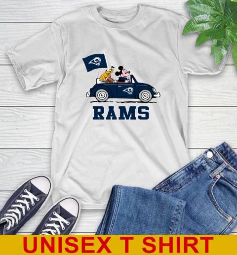NFL Football Los Angeles Rams Pluto Mickey Driving Disney Shirt T-Shirt