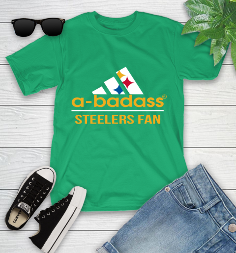NFL A Badass Pittsburgh Steelers Fan Adidas Football Sports Youth T-Shirt 8