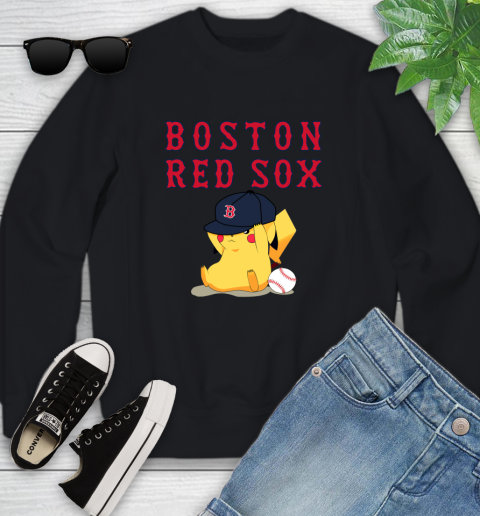 MLB Pikachu Baseball Sports Boston Red Sox Youth Sweatshirt 2
