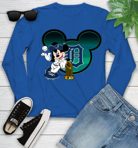 MLB Detroit Tigers The Commissioner's Trophy Mickey Mouse Disney Youth Long Sleeve 9