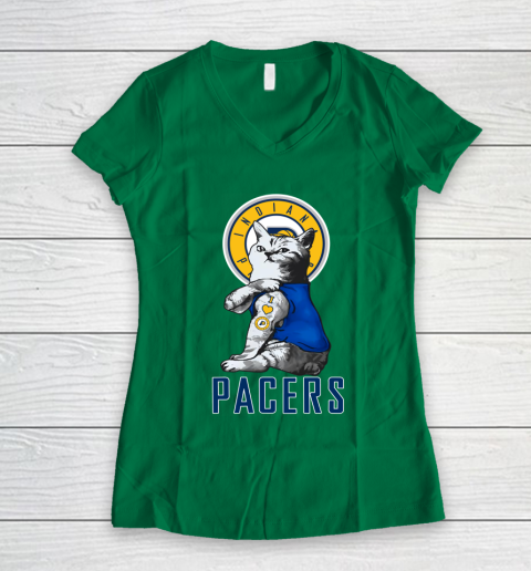 NBA Basketball My Cat Loves Indiana Pacers Women's V-Neck T-Shirt 3