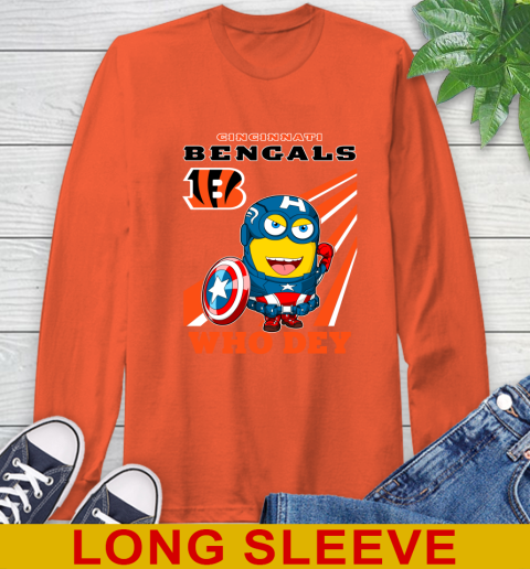 NFL Football Cincinnati Bengals Captain America Marvel Avengers Minion Shirt Long Sleeve T-Shirt 4