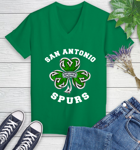 NBA San Antonio Spurs Three Leaf Clover St Patrick's Day Basketball Sports Women's V-Neck T-Shirt 5