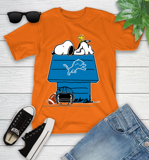 Detroit Lions NFL Football Snoopy Woodstock The Peanuts Movie Youth T-Shirt 7