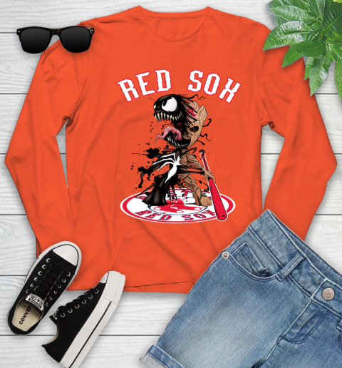 MLB Boston Red Sox Baseball Venom Groot Guardians Of The Galaxy Youth Long Sleeve 4