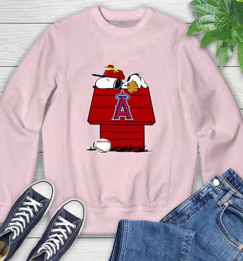 MLB Los Angeles Angels Snoopy Woodstock The Peanuts Movie Baseball T Shirt Sweatshirt 9