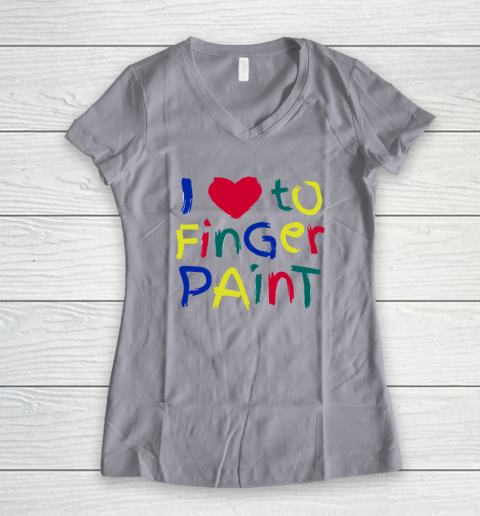 I Heart Love To Finger Paint I'm Paint Cute Couple Valentine Women's V-Neck T-Shirt 2