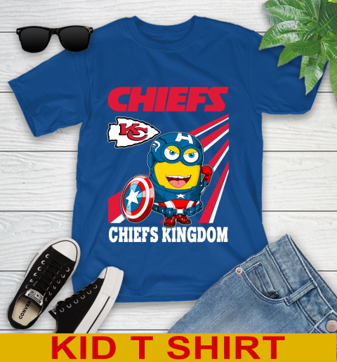 NFL Football Kansas City Chiefs Captain America Marvel Avengers Minion Shirt Youth T-Shirt 10
