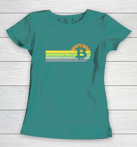 Bitcoin BTC Vintage Sunset Crypto Cryptocurrency Blockchain Women's T-Shirt 10