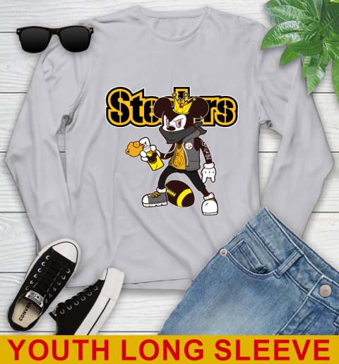 Pittsburgh Steelers NFL Football Mickey Peace Sign Sports Youth Long Sleeve 7 Pittsburgh Steelers NFL Football Mickey Peace Sign Sports Youth Long Sleeve - Image 7
