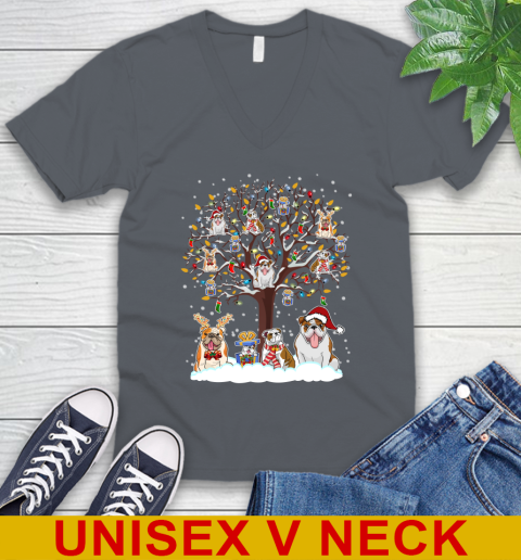 Bulldog dog pet lover light christmas tree shirt 50