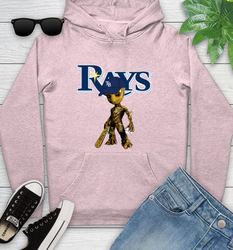 MLB Tampa Bay Rays Groot Guardians Of The Galaxy Baseball Youth Hoodie 10