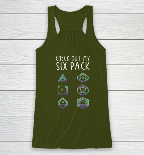 Funny Check Out My Six Pack Dice For Dragons D20 RPG Gamer Racerback Tank 2
