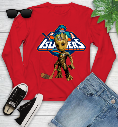 New York Islanders NHL Hockey Groot Marvel Guardians Of The Galaxy Youth Long Sleeve 11