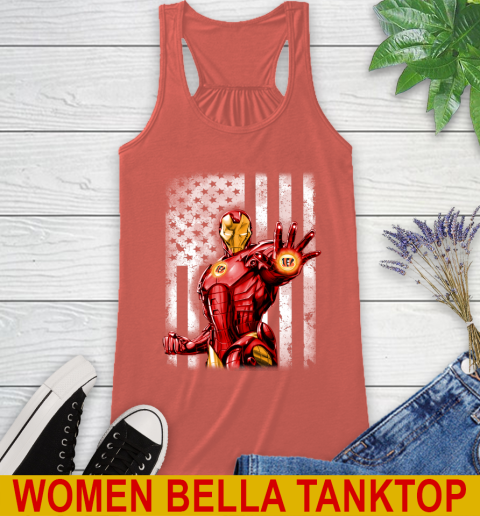 Cincinnati Bengals NFL Football Iron Man Avengers American Flag Shirt Racerback Tank 3