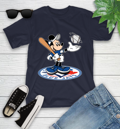 MLB Baseball Toronto Blue Jays Cheerful Mickey Disney Shirt Youth T-Shirt 3