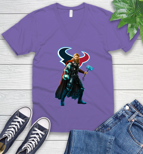 NFL Thor Avengers Endgame Football Houston Texans V-Neck T-Shirt 9