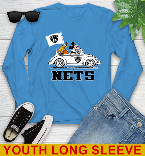 NBA Basketball Brooklyn Nets Pluto Mickey Driving Disney Shirt Youth Long Sleeve 8