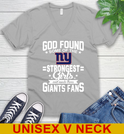 New York Giants NFL Football God Found Some Of The Strongest Girls Adoring Fans V-Neck T-Shirt 3
