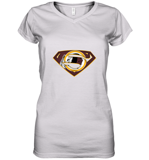 We Are Undefeatable The Washington Redskins x Superman NFL Shirts Women's V-Neck T-Shirt