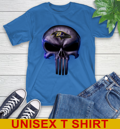 Baltimore Ravens NFL Football Punisher Skull Sports T-Shirt 11