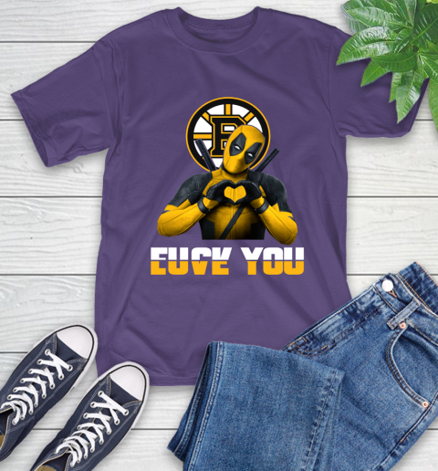 NHL Boston Bruins Deadpool Love You Fuck You Hockey Sports T-Shirt 5