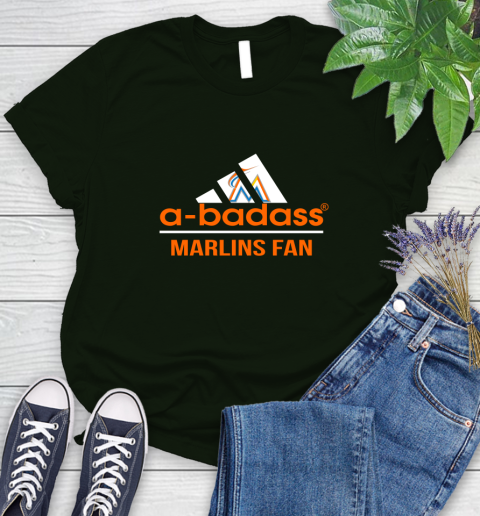 MLB A Badass Miami Marlins Fan Adidas Baseball Sports Women's T-Shirt 6