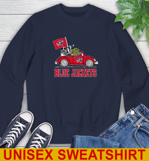 NHL Hockey Columbus Blue Jackets Darth Vader Baby Yoda Driving Star Wars Shirt Sweatshirt 3