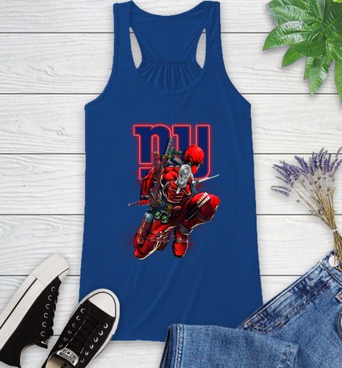NFL Deadpool Marvel Comics Sports Football New York Giants Racerback Tank 9