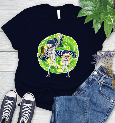 MLB Milwaukee Brewers Rick And Morty Commissioner's Trophy Baseball Sports Women's T-Shirt 3