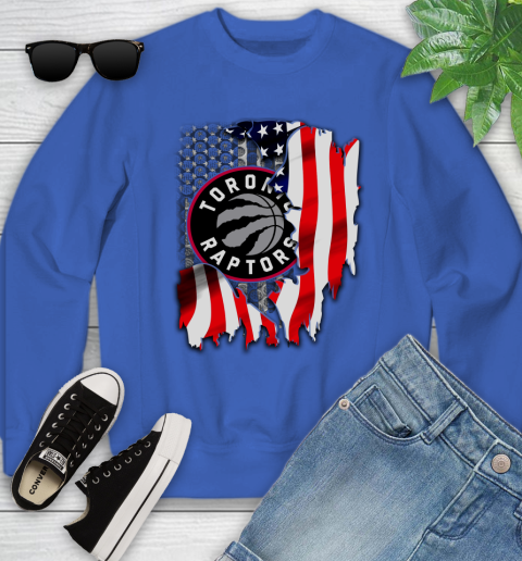 Toronto Raptors NBA Basketball American Flag Youth Sweatshirt 7