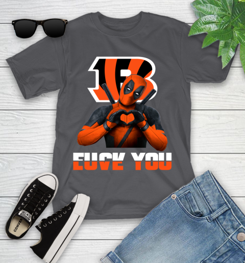 NHL Cincinnati Bengals Deadpool Love You Fuck You Football Sports Youth T-Shirt 6