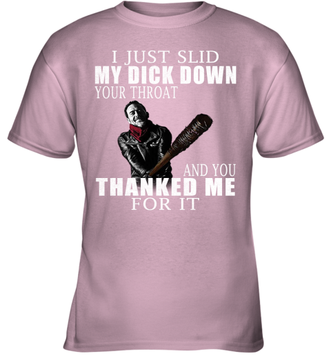 bwaw i just slid my dick down your throat the walking dead shirts youth t shirt 26 front light pink