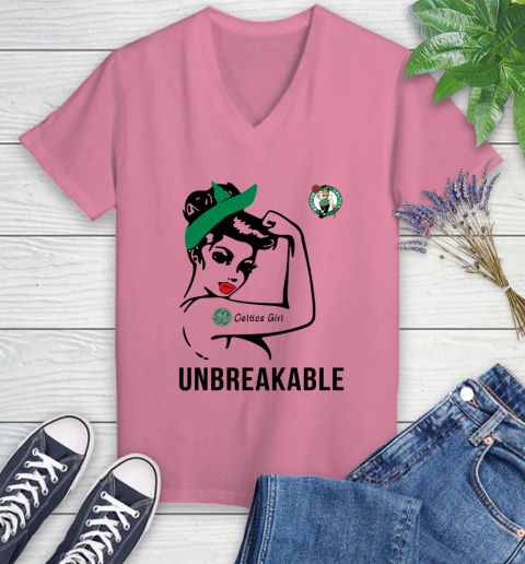NBA Boston Celtics Girl Unbreakable Basketball Sports Women's V-Neck T-Shirt 8