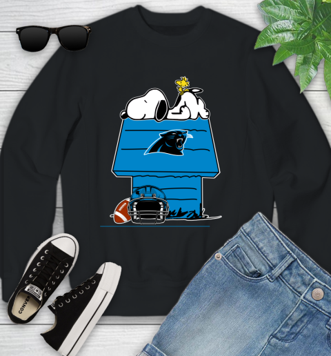 Carolina Panthers NFL Football Snoopy Woodstock The Peanuts Movie Youth Sweatshirt 2