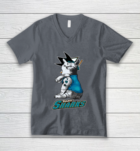 NHL My Cat Loves San Jose Sharks Hockey V-Neck T-Shirt 5 NHL My Cat Loves San Jose Sharks Hockey V-Neck T-Shirt - Image 5